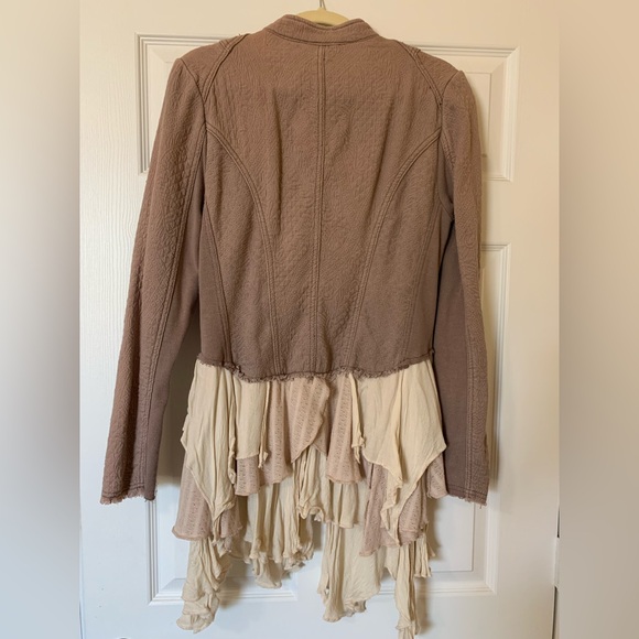 Free People Rare Victorian Military Bohemian Ruffle Jacket, Mauve, Size 12 - Picture 15 of 15